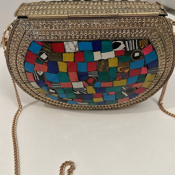 Handmade Handbag Shoulder Bag Made of Metal and Tile 7”x5.5”x1.5” - Picture 6 of 6